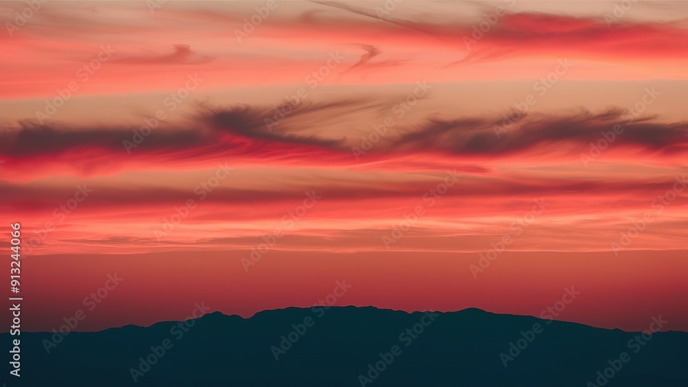Fototapeta premium A beautiful sunset with pink and orange clouds in the sky