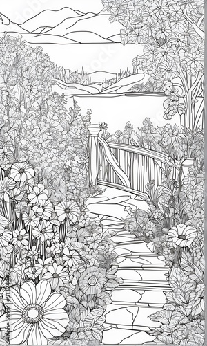 Wallpaper Mural Coloring book wild flowers.	 Torontodigital.ca