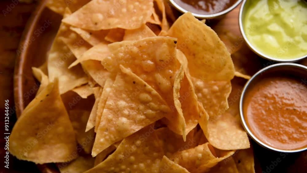 4K Video of Appetizers: Tortilla Chips and Assorted Salsas Perfect for Parties and Gatherings
4K Video of Appetizers: Tortilla Chips and Assorted Salsas Perfect for Parties and Gatherings