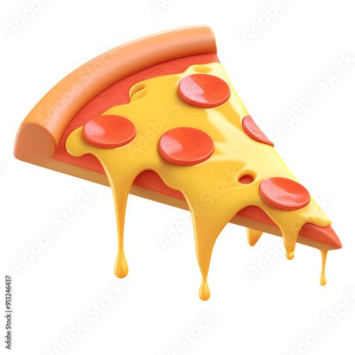 Delicious pizza slice with melted cheese and pepperoni, perfect for food lovers and culinary designs.