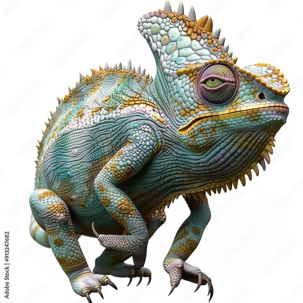 Obraz premium Chameleon devil fantasy animal cartoon isolated whitebackground 16:9