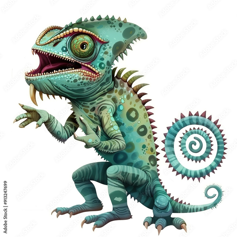 Chameleon devil fantasy animal cartoon isolated whitebackground 16:9 Chameleon devil fantasy animal cartoon isolated whitebackground 16:9