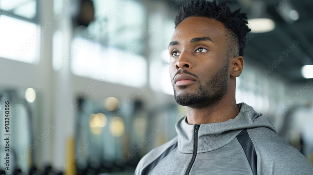 Athletic Fashion: Stylish Modern Male in Sportswear at Plain Gym Setting Athletic Fashion: Stylish Modern Male in Sportswear at Plain Gym Setting