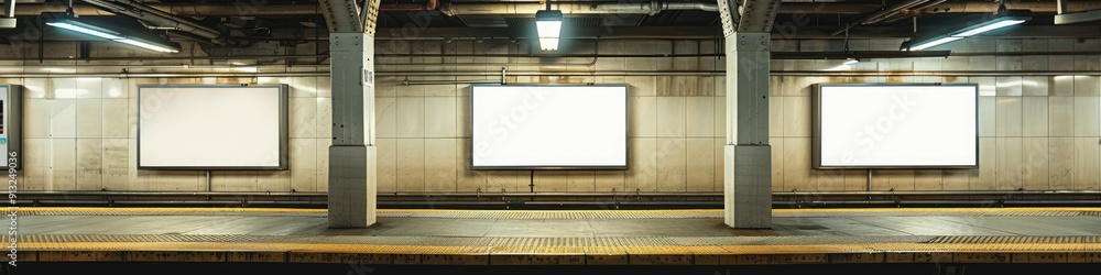 Urban Commute Canvas Empty Advertising Space on Subway Platform Awaits Advertiser Urban Commute Canvas Empty Advertising Space on Subway Platform Awaits Advertiser