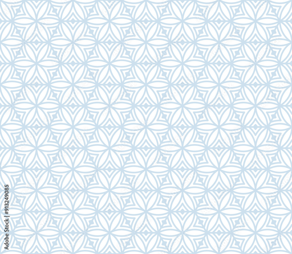 Subtle vector geometric seamless pattern with floral silhouettes, leaves, hexagonal grid, curved lines. Light blue and white abstract texture. Elegant ornamental background. Repeatable geo design Subtle vector geometric seamless pattern with floral silhouettes, leaves, hexagonal grid, curved lines. Light blue and white abstract texture. Elegant ornamental background. Repeatable geo design