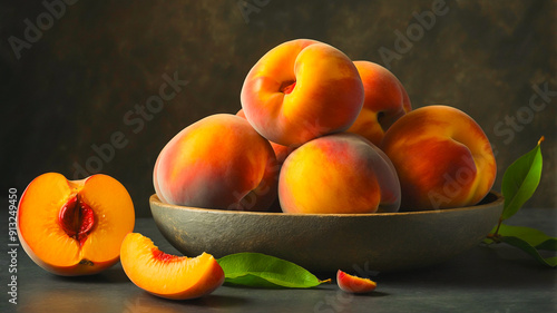 apricots in a bowl on a black background