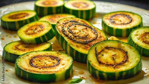 slices of roasted zucchini on a plate