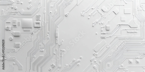 White background with a circuit board pattern, in a white color