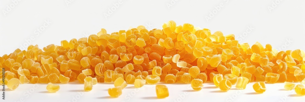 Air puffed yellow corn candy crafted from sugar Air puffed yellow corn candy crafted from sugar