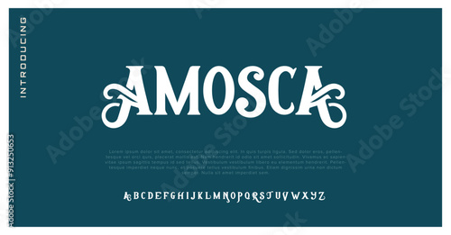 Amosca modern geometric sans serif futuristic font alphabet vector set