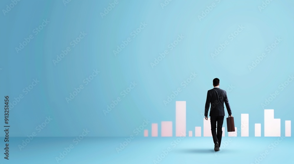 Confident Businessman Walking in City with Briefcase, Copy Space for Text. Confident Businessman Walking in City with Briefcase, Copy Space for Text.