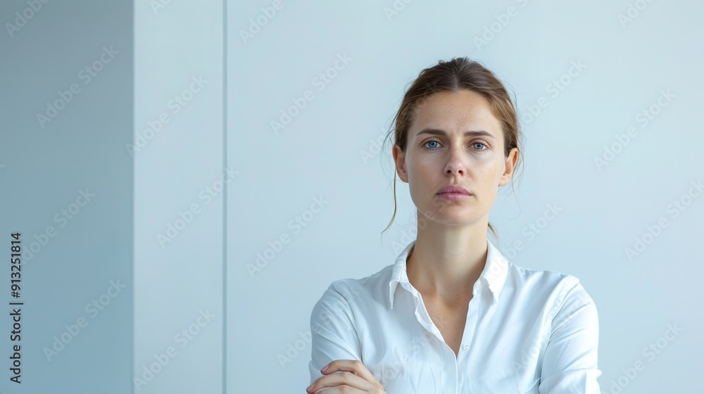 Confident Businesswoman Leading a Meeting in a Modern Conference Room with Copy Space Confident Businesswoman Leading a Meeting in a Modern Conference Room with Copy Space