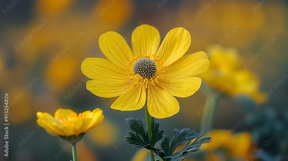Vibrant Yellow Wildflowers Blooming in a Meadow During Sunny Spring Afternoon Vibrant Yellow Wildflowers Blooming in a Meadow During Sunny Spring Afternoon