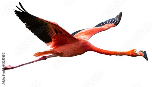  Red Flying Flamingo Bird – A red flying flamingo bird, isolated on a transparent background_1(269) photo