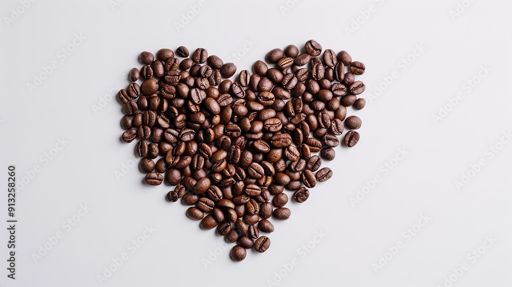 Aromatic Love - Heart Symbol Created with Coffee Beans, Passion for Coffee Concept Aromatic Love - Heart Symbol Created with Coffee Beans, Passion for Coffee Concept