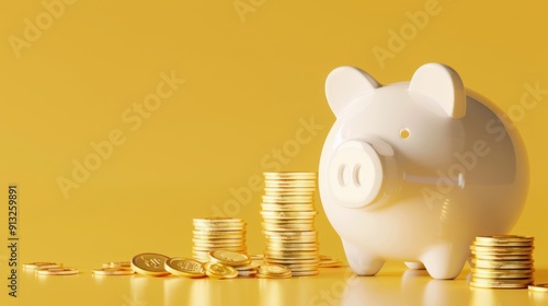 The Piggy Bank with Coins photo