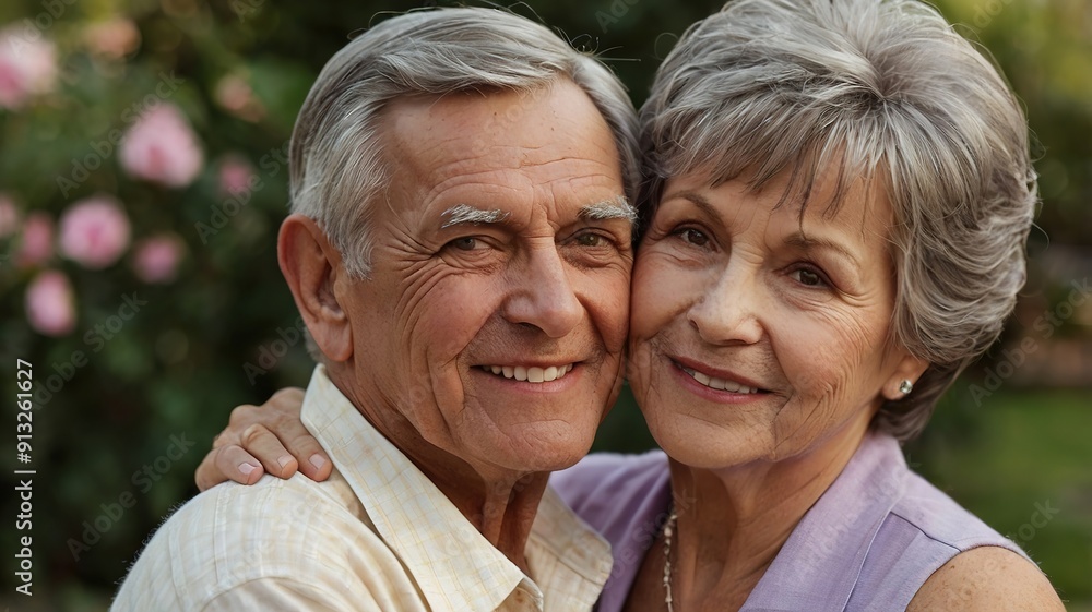 A man and a woman are smiling at the camera A man and a woman are smiling at the camera