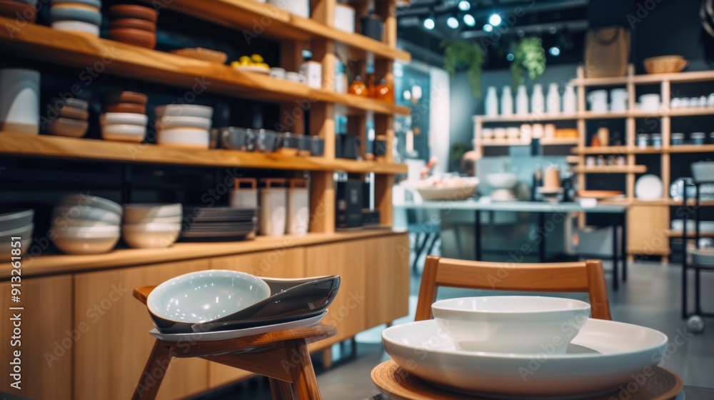 Modern kitchenware displayed in a stylish store Modern kitchenware displayed in a stylish store