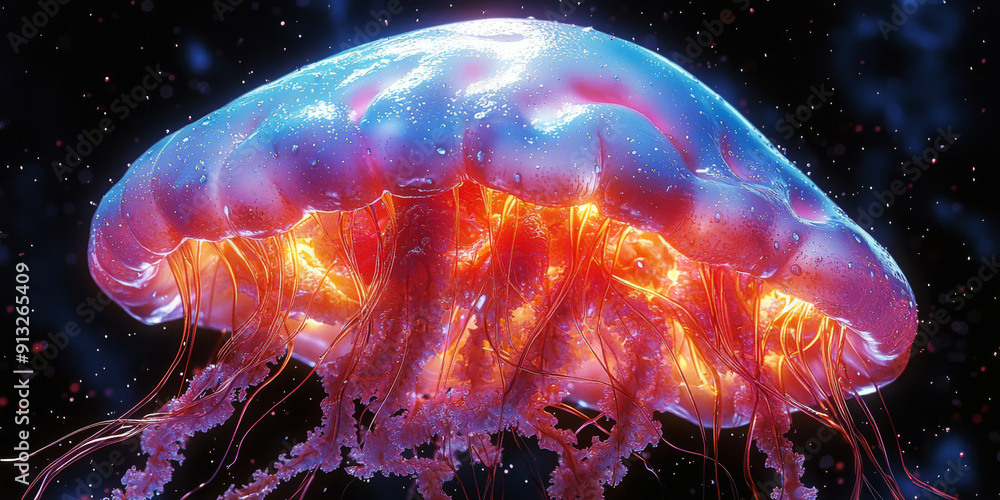 A neon blue digital illustration of a brain in the shape of a jellyfish against a dark background, symbolizing artificial intelligence. A neon blue digital illustration of a brain in the shape of a jellyfish against a dark background, symbolizing artificial intelligence.