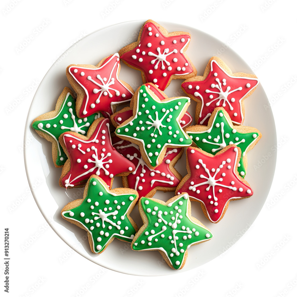 Obraz premium Christmas Star Cookies Isolated on a Transparent Background