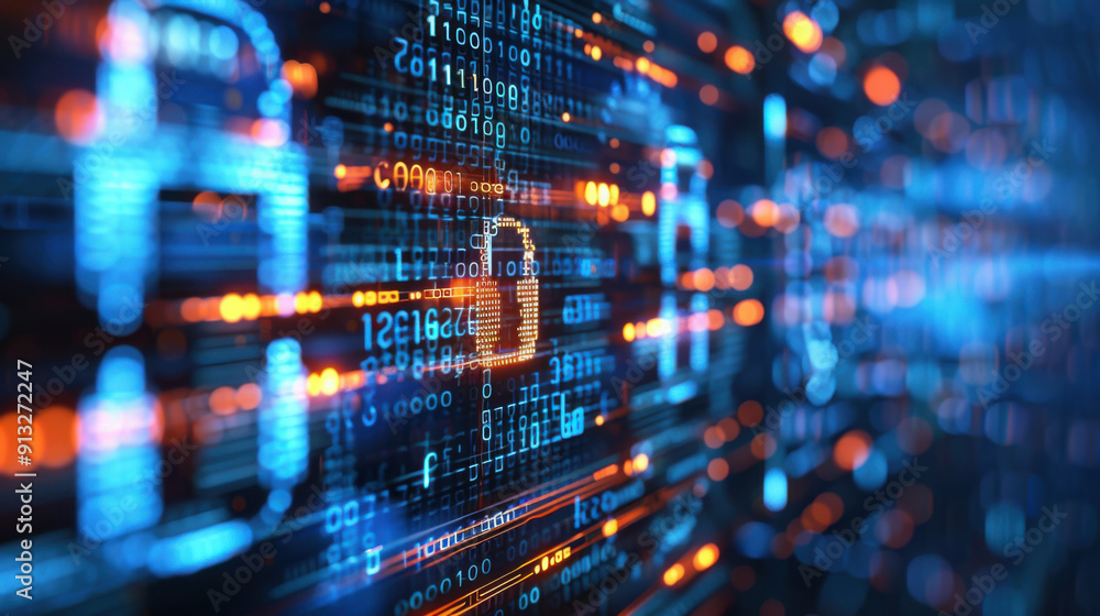 Close-up view of a digital interface with encryption lock symbolizing data security and cybersecurity measures. Close-up view of a digital interface with encryption lock symbolizing data security and cybersecurity measures.