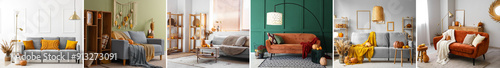 Collage of stylish living r...
