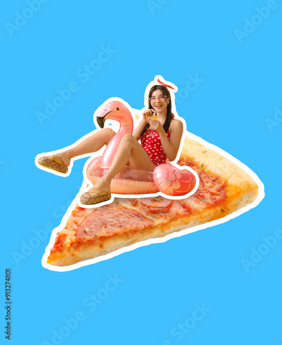 Slice of pizza pepperoni an...