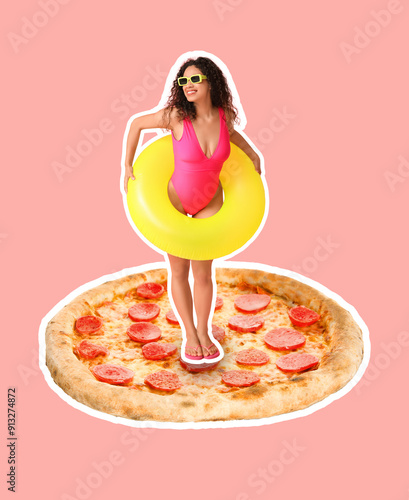 Tasty pizza pepperoni and s...