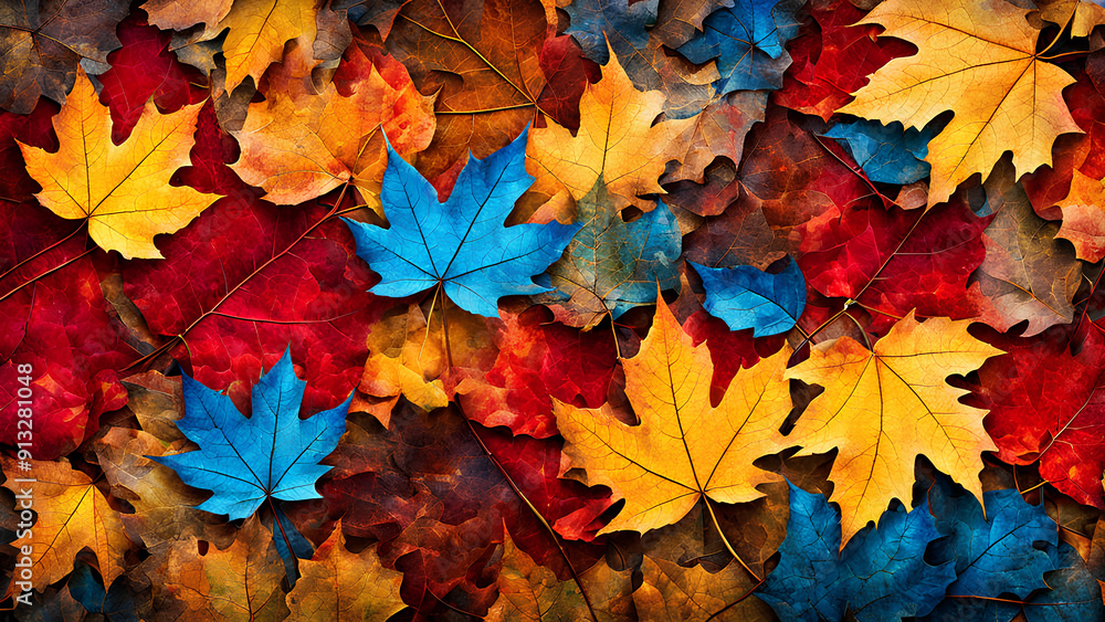 Textured Elegance: Abstract Autumn Leaves in Bold Colors Textured Elegance: Abstract Autumn Leaves in Bold Colors