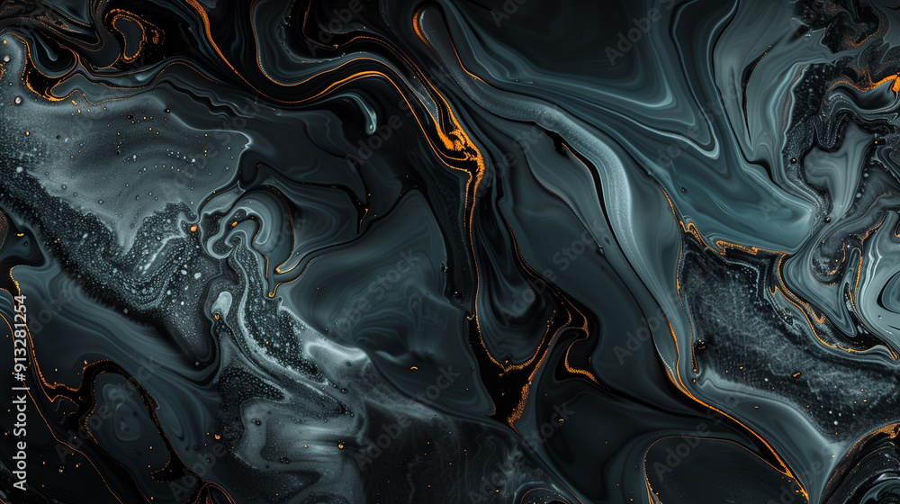 Abstract Swirling Black And Gray Design With Vibrant Orange Touches In Art Abstract Swirling Black And Gray Design With Vibrant Orange Touches In Art