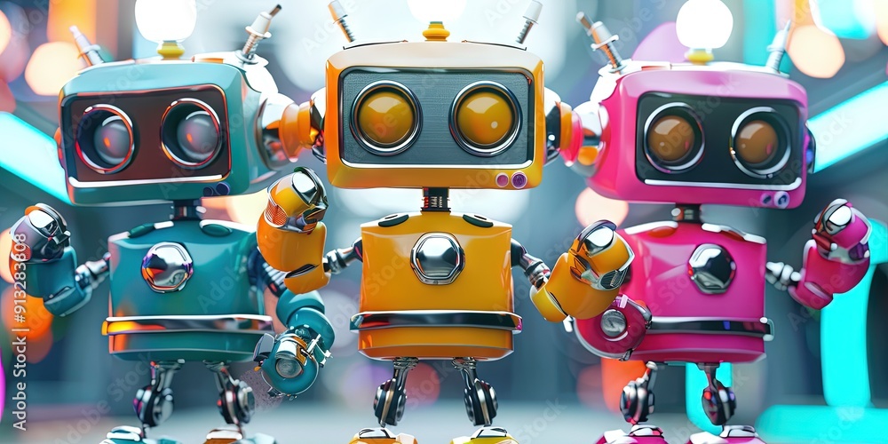 robot 3D animation cartoon style, colorful, happy, friendly, 3d cartoon, robot 3D animation cartoon style, colorful, happy, friendly, 3d cartoon,