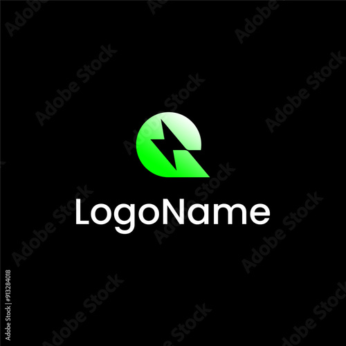Letter Q bolt lightning logo concept vector icon
