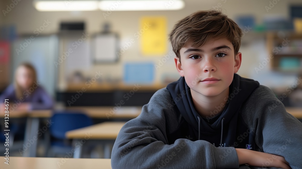 Student Deep in Thought in a Classroom Environment Student Deep in Thought in a Classroom Environment