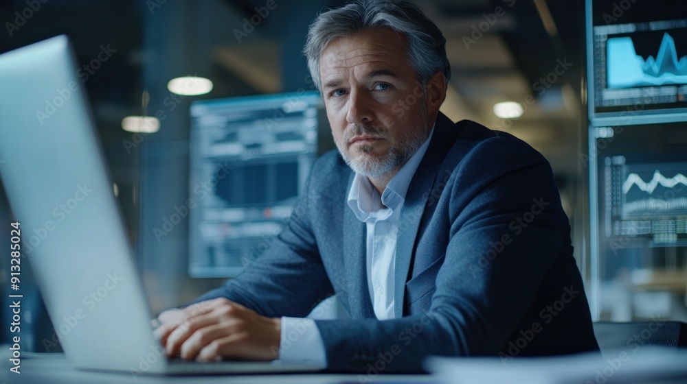Businessman Working on Laptop Businessman Working on Laptop