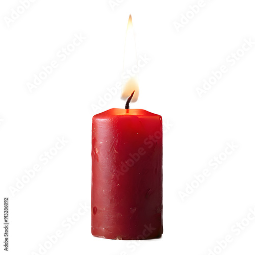 Obraz na płótnie Red burning candle isolated on transparent background, light, flame, fire w salonie