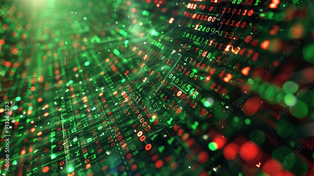 A computer screen with a green background and red and green numbers A computer screen with a green background and red and green numbers