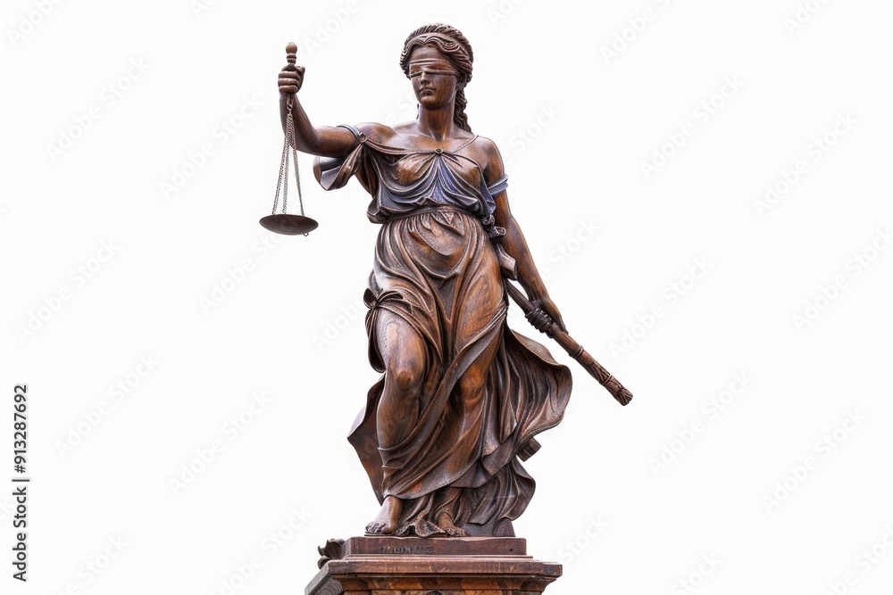 A symbol of fairness and equality, Lady Justice holds a balance scale, representing the pursuit of justice A symbol of fairness and equality, Lady Justice holds a balance scale, representing the pursuit of justice