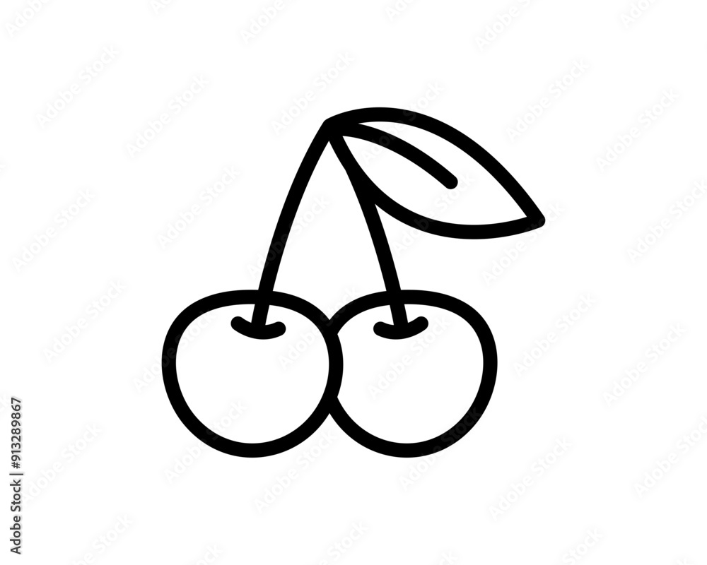 Cherry icon. Vector black line cherry illustration. Cherry icon. Vector black line cherry illustration.