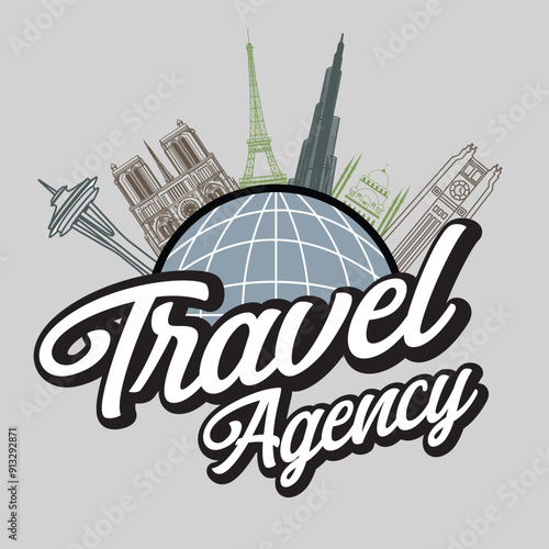Global Travel Agency Logo Design, World Tourism Company Logo, International Vacation Trip Logo