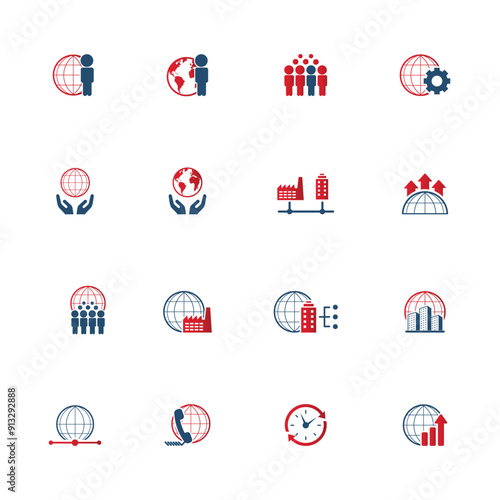 Universal business management and human resources icon set. Universal icons for web and mobile. Vector.	