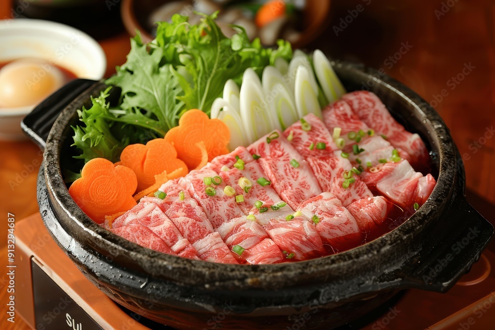 Sizzling Hot Pot With Fresh Ingredients and Meat Sizzling Hot Pot With Fresh Ingredients and Meat