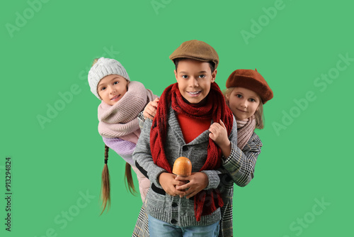 Cute little happy kids in w...