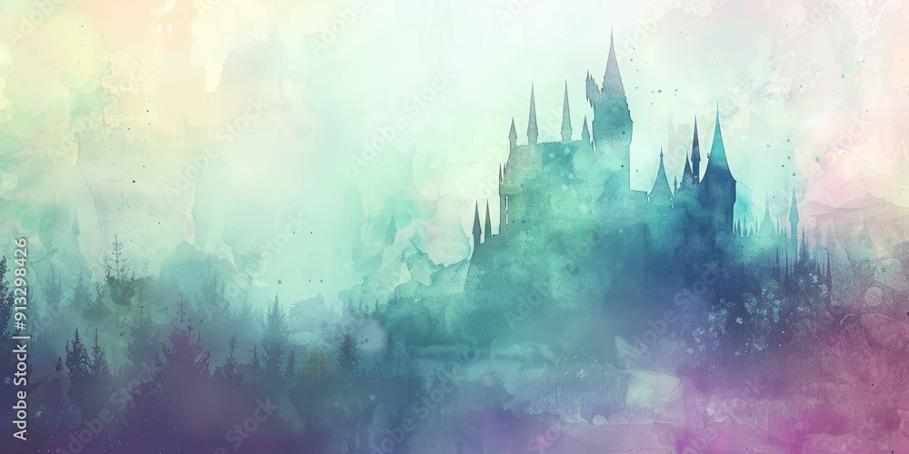 Obraz premium Fantasy Castle with Misty Background