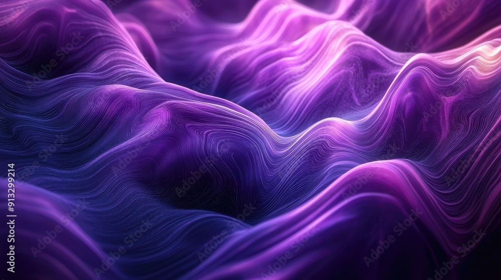 Obraz premium Ultraviolet glowing waves forming abstract shapes, perfect for 3D texture mapping and banner backgrounds