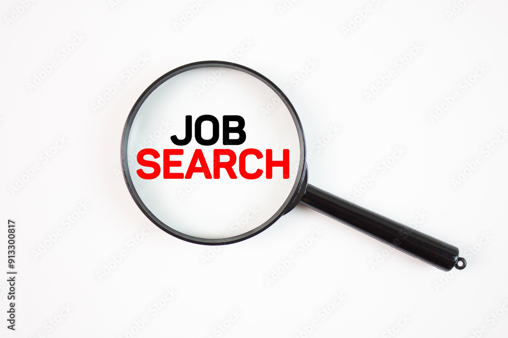 JOB SEARCH text, word, inscription through a magnifying glass on a white isolated background. Job search is the concept of finding a job, employment. JOB SEARCH text, word, inscription through a magnifying glass on a white isolated background. Job search is the concept of finding a job, employment.