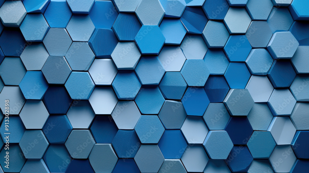 Geometric hexagon pattern in shades of blue Geometric hexagon pattern in shades of blue