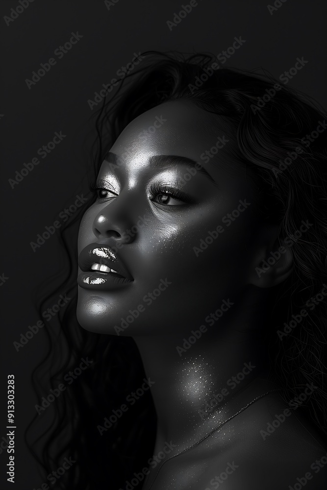 Black and White Portrait of a Glamorous Woman Black and White Portrait of a Glamorous Woman