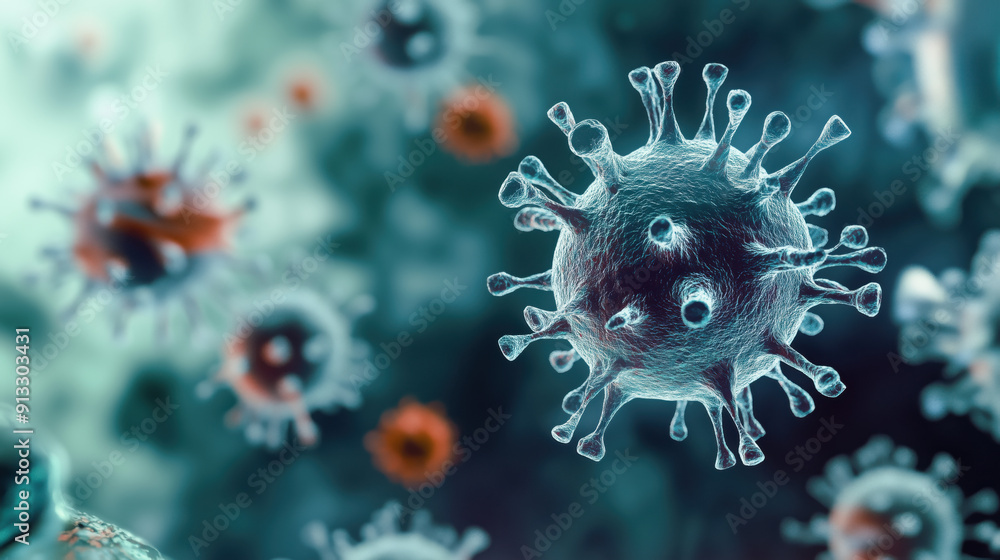virus illustration under microscope, highly detailed virus illustration under microscope, highly detailed