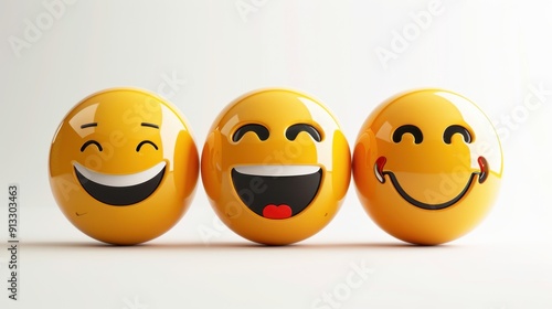 Funny smiley face on a white background. World Emoji Day