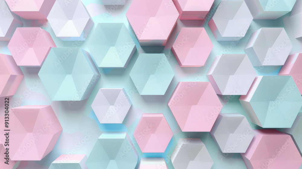 Geometric pattern with hexagons in pastel shades Geometric pattern with hexagons in pastel shades